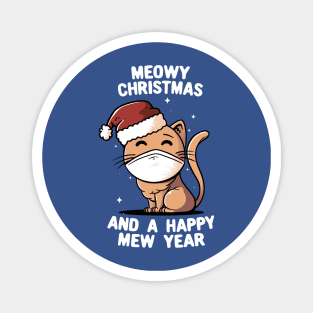 Meowy Cat Christmas and Happy Cat Year - Cute Funny Xmas Gift Magnet